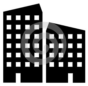 Urban buildings icon in modern flat style for web