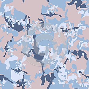 Urban camouflage of various shades of blue and beige colors