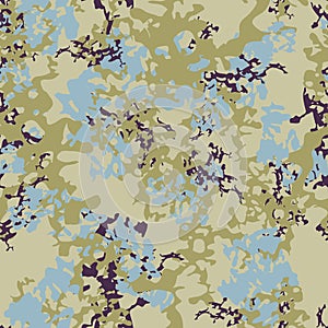 Urban camouflage of various shades of green, violet and blue colors