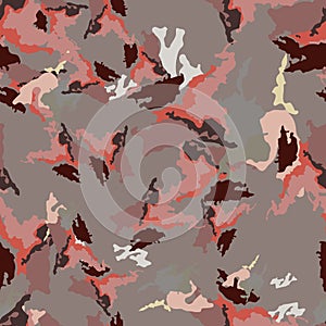 Urban camouflage of various shades of red and grey colors