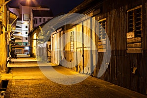 Urban city alley at night