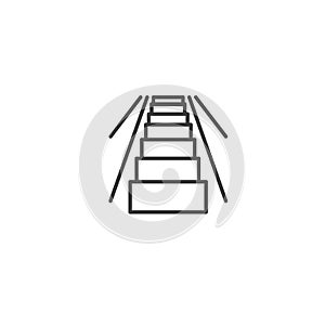 Urban and city element icon - escalator in trendy simple line art style
