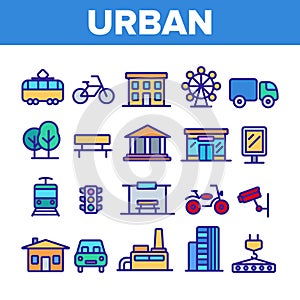 Urban, City Life Thin Line Icons Set