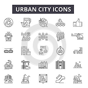 Urban city line icons, signs, vector set, outline illustration concept