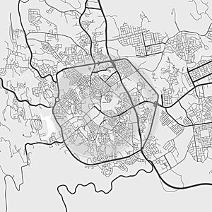 Urban city map of Abha. Vector poster. Black grayscale street map photo