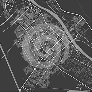 Urban city map of Basra. Vector poster. Grayscale street map photo