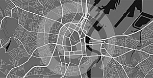 Urban city map of Belfast. Vector poster. Grayscale street map