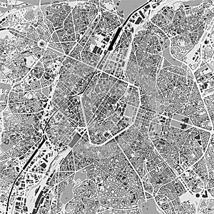 Urban city map of Brussels. Vector poster. Black grayscale street map