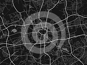 Urban city map of Dortmund. Vector poster. Grayscale street map