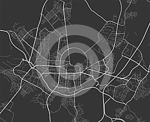 Urban city map of Karlsruhe. Vector poster. Grayscale street map