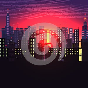 Urban City Nightscape - Vector Illustration photo