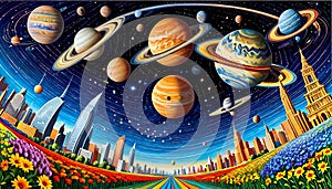 Urban city skyscraper macro astronomy nature flower field galaxy planet moon