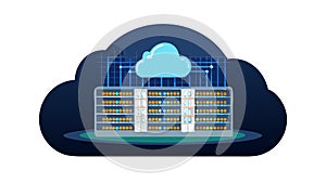 Urban Cloud Computing & Smart City Infrastructure, vector design Generative AI