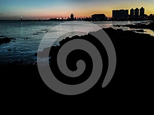 Urban coastal silhouette, montevideo, uruguay photo
