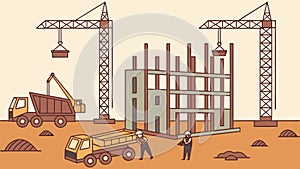 Urban Construction Site: Building Modern City Structures, vector design Generative AI