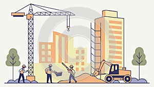 Urban Construction Site with Cranes and Building Development Vector, vector design Generative AI