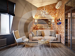 Urban Contemporary Modern Scandinavian Loft Living room