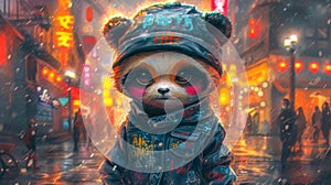 Urban-cool bear in photo