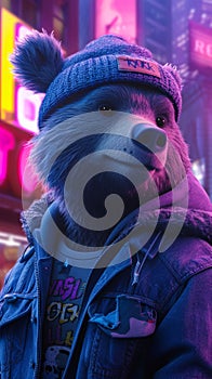 Urban-cool bear in photo