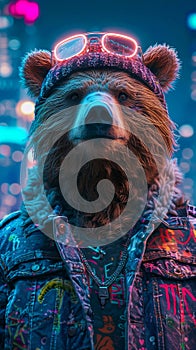 Urban-cool bear in photo