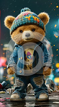 Urban-cool bear in photo