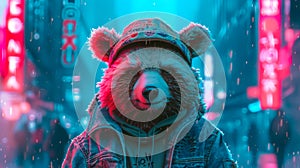 Urban-cool bear in photo