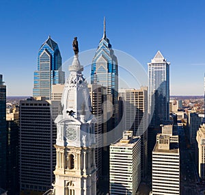 Urban Core City Center Tall Buildings Downtown Philadelphia Pennsylvania