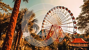 Urban Culture Exploration: Ferris Wheel With Palm Trees