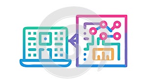 Urban Data Analytics on Laptop Screen, vector design Generative AI