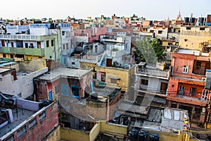 Urban decay and view of roofs in delhi