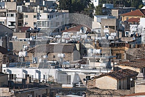 Urban density of Nicosia Old Town: cityscape with buildings