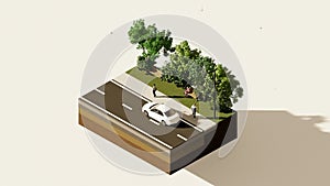 Urban design isometric street diagram