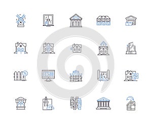 Urban design outline icons collection. Urban, Design, Streetscape, Planning, Landscape, Architecture, Infrastructure