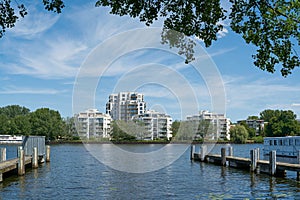 Urban development with expensive luxury real estate on the banks of the Spree in Berlin