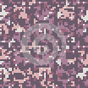 Urban digital camo seamless texture. Camouflage pattern in maroon colors. Fashionable military print.