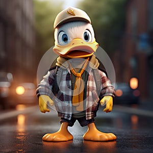 Urban Duck: A Cute 3d Cartoon Character In Stylish Attire