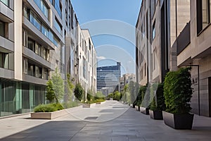 Urban Elegance: Alley with Modern Office Buildings in the Cityscape