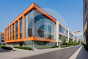 Urban Elegance: Alley with Modern Office Buildings in the Cityscape