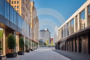 Urban Elegance: Alley with Modern Office Buildings in the Cityscape