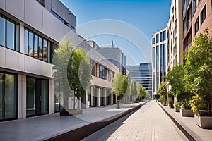 Urban Elegance: Alley with Modern Office Buildings in the Cityscape