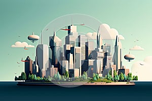 Urban environment, modern city with tall buildings, Generative AI