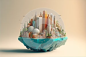 Urban environment, modern city with tall buildings. Generative AI illustration