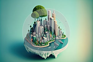 Urban environment, modern city with tall buildings. Generative AI illustration