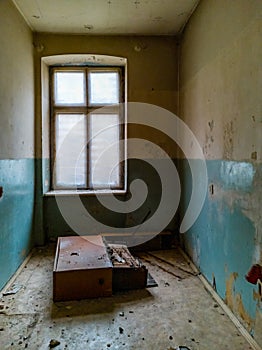 Urban exploration of ruins of old tenement house