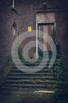 Urban exploration staircase to abandoned building