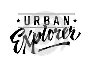 Urban Explorer, dynamic lettering design. Isolated typography template with captivating script. Captures the essence of urban