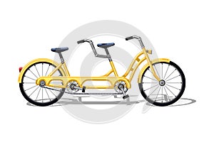 Urban family tandem bike flat vector. Urban bicycle, leasure and sport transport for family. Bicycle illustration for a logo or an