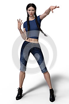 Urban Fantasy Female Character in Jeans posed for electrostatic