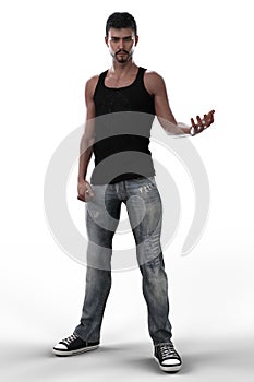 Urban fantasy male in jeans isolated