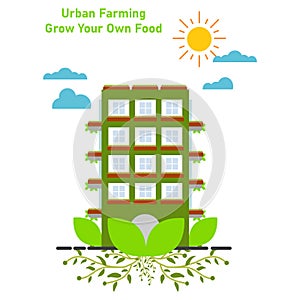 Urban farming illustration design. grow your own food illustration design concept